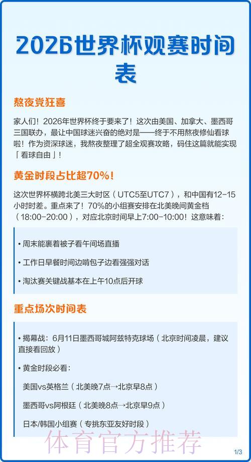 2026年世界杯赛事直播时间安排全攻略 2026年世界杯赛事直播时间安排全攻略